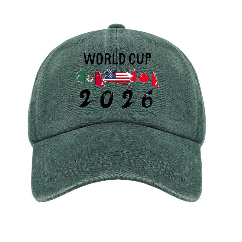 Retro kšiltovka s měkkým okrajem a opotřebovaným vzhledem Mistrovství světa 2026