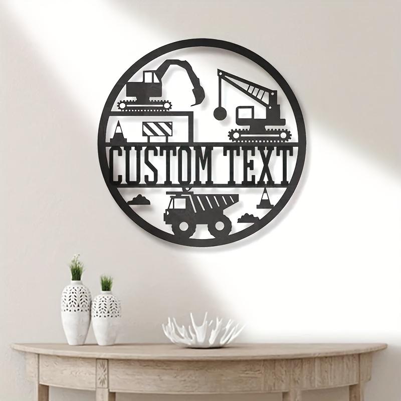 Metal Wall Sign Construction Vehicle Theme Personalized Custom Text Modern Decor Industrial Style Metal Sign Joom Home Wall Art