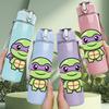 1PC Turtle Cartoon Pattern 750ml Color Plastic Sports Water Bottle Leakproof Flip Straw Lid Suitable for Sports Office Home Use