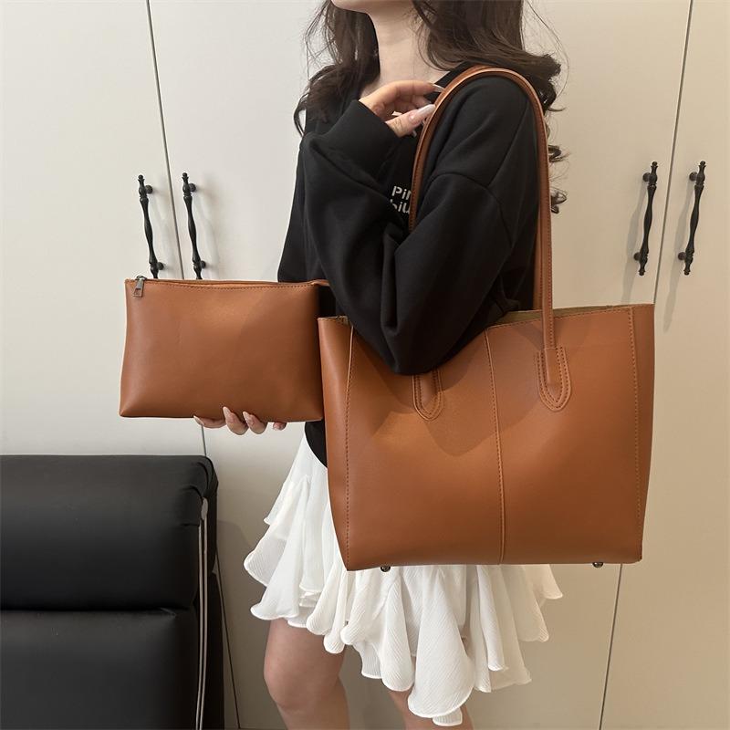 One Shoulder Underarm Tote Bag, New Fashionable Solid Color Texture, Casual and Simple Commuting Handbag, Large Capacity Mother and Child Bag
