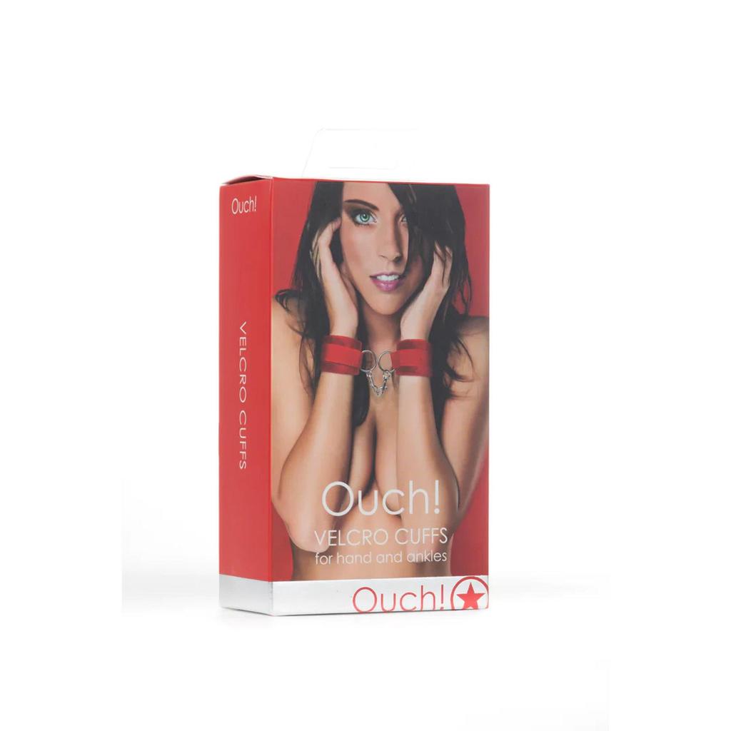 Red Velcro Wrist and Leg Straps Handcuffs for BDSM Restraint