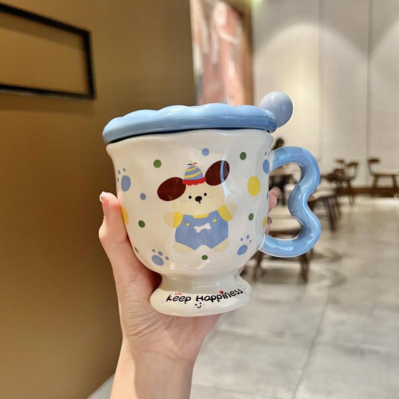 Birthday Gift Cute Polka Dot Puppy Mug Girl High  Looking Rabbit Ceramic Drinking Cup Best Friend Souvenir