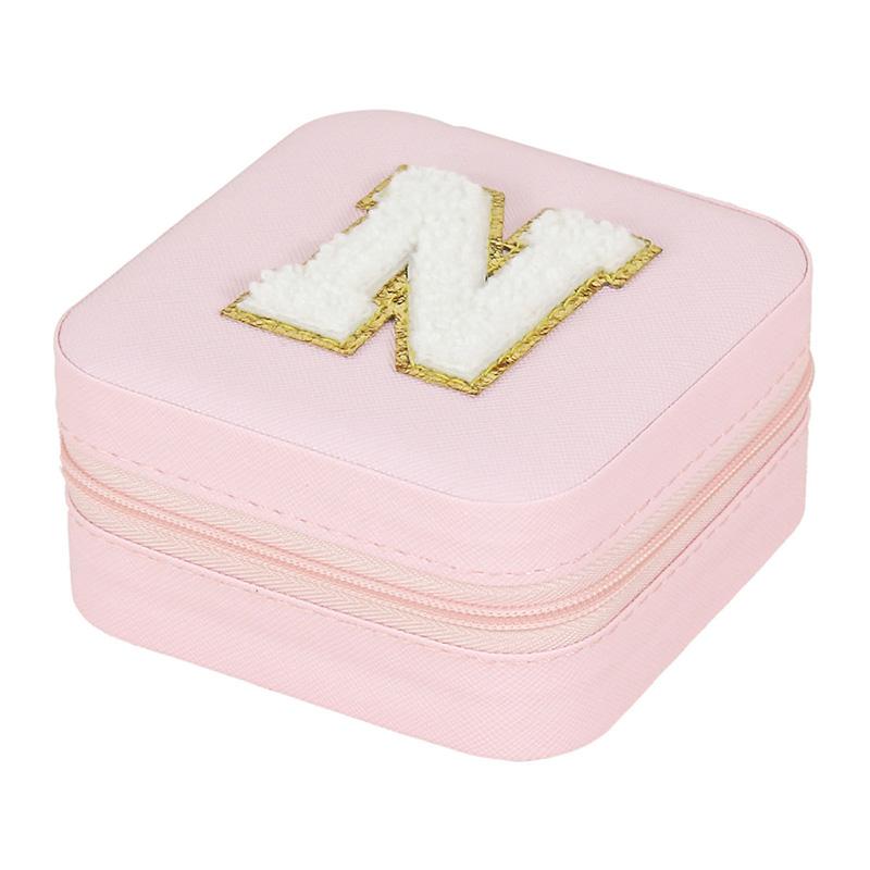 1PC Personalized Portable Jewelry Box for Women Girls Jewelry Case Small Jewelry Storage Pink Initial Letter