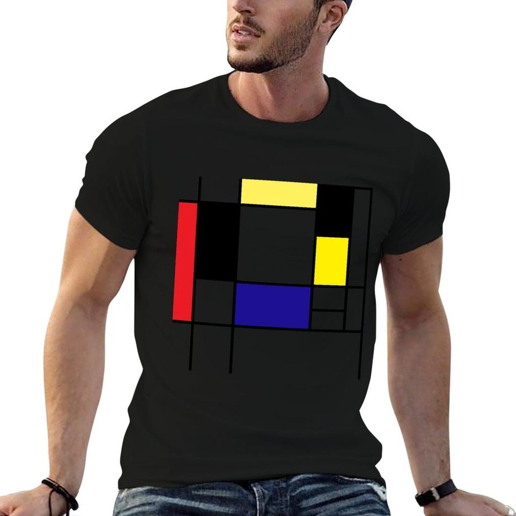 Mondrian Art Minimalist Red White Blue Yellow Black Tshirt Holiday All Match Tshirt