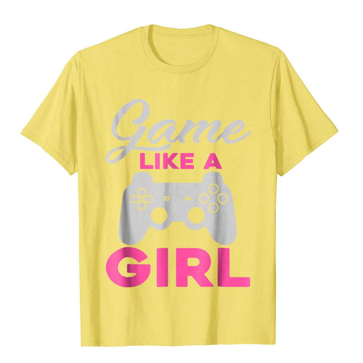 

Футболка Game Like A Girl для игроков в видеоигры, топы, футболка со скидкой, простой стиль, хлопковые футболки унисекс, повседневные футболки XL