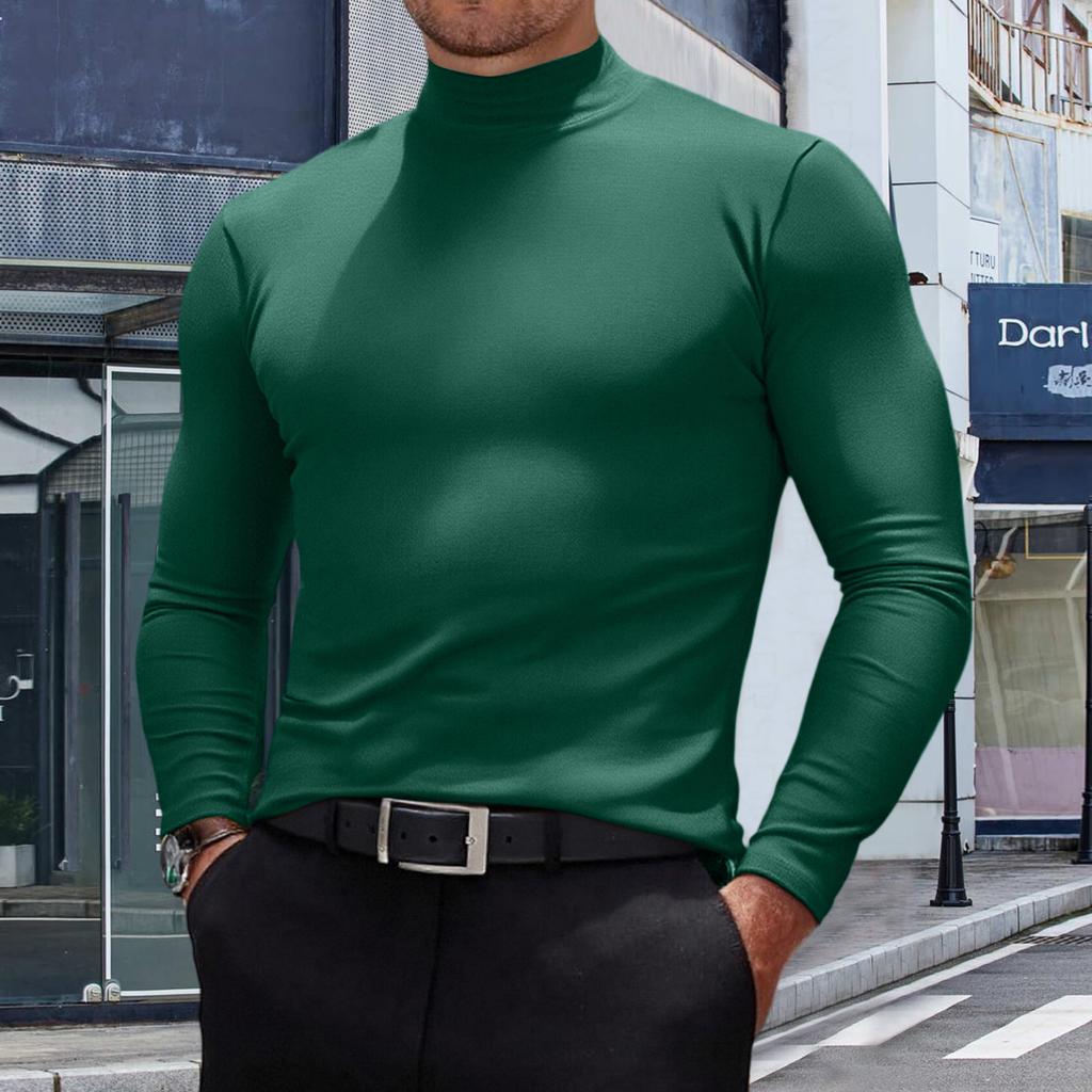 Men's Casual Slim Fit Basic Tops  Lightweight Turtleneck Pullover Shirt