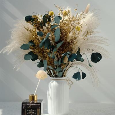 57 de bucăți Buchet de iarbă de pampas uscată cu plante naturale, flori uscate, scenă de nuntă, ședință foto, ornamente pentru decorarea casei de Ziua Recunoștinței