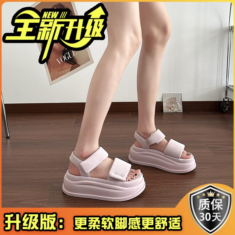 2025 Summer New Platform Sports Sandals Women's Outer Wear Casual Women's Shoes Velcro Versatile Beach Shoes Trendy Shoes