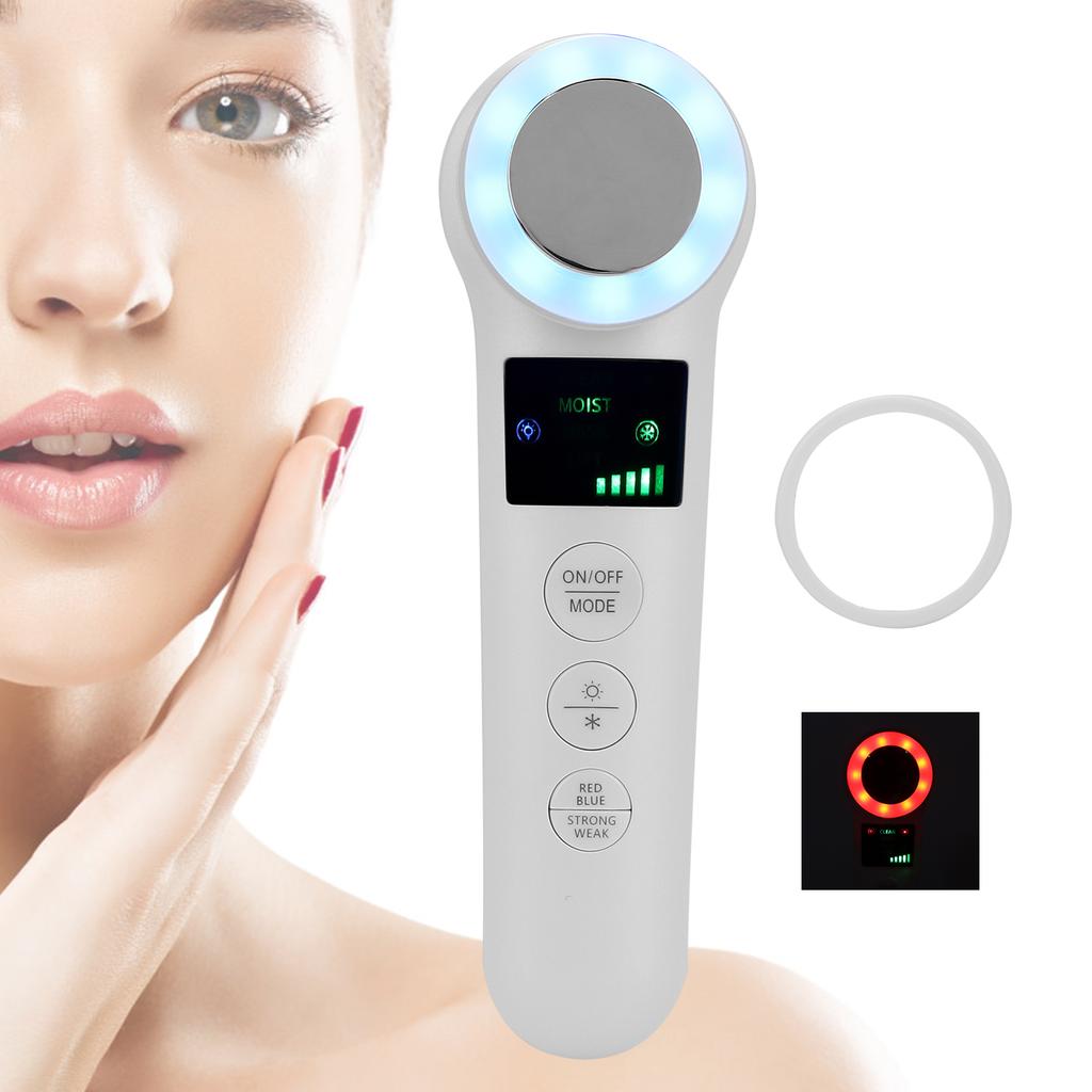 Masajeador Facial Frío Caliente de Mano Masajeador Facial Vibratorio Terapia de Luz Roja Azul Máquina de Belleza