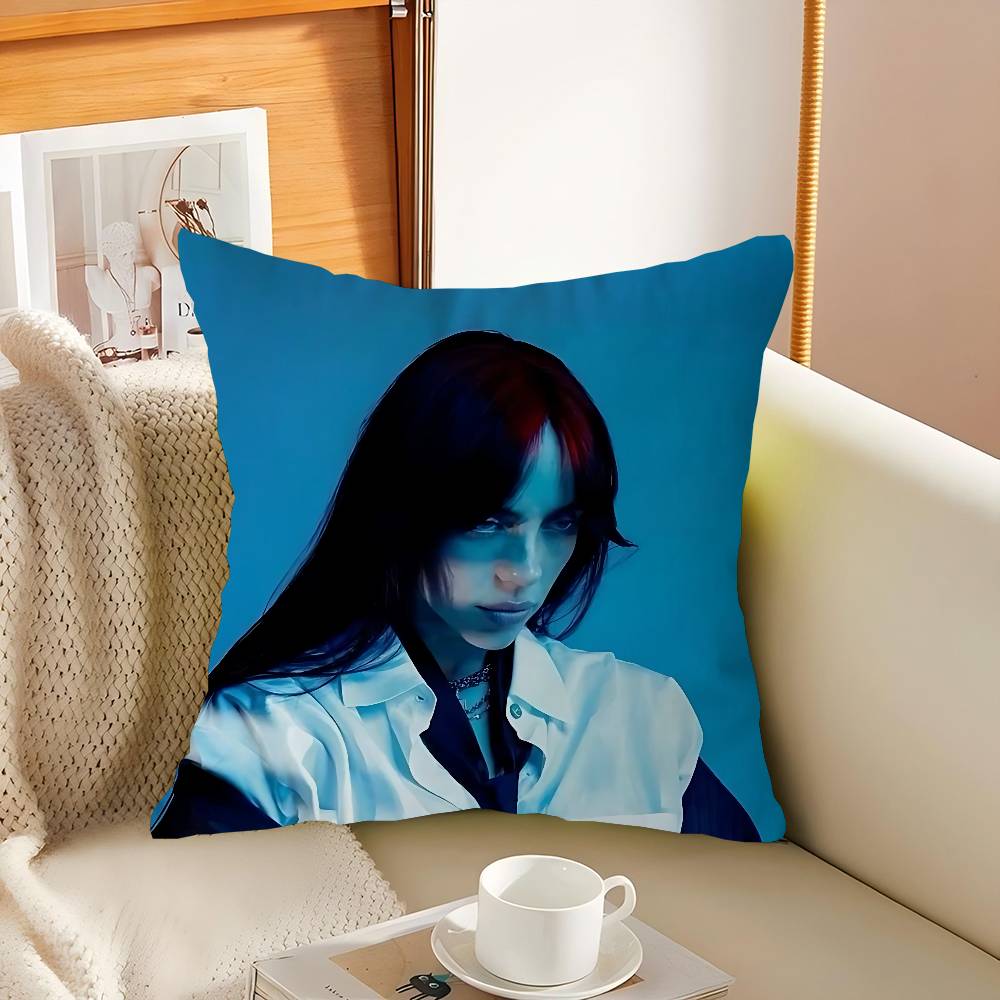 Singer B-Billie-Eilish Decorative Room Aesthetics Pillow Case Home Decor Bedroom Sofa Bed Couch Pillow Cover 45x45