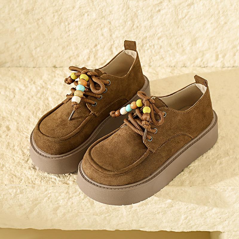 

Женская новая осенняя обувь на толстой подошве, увеличивающая рост, повседневная, женская, универсальная, в стиле ретро, модная 42 верблюд