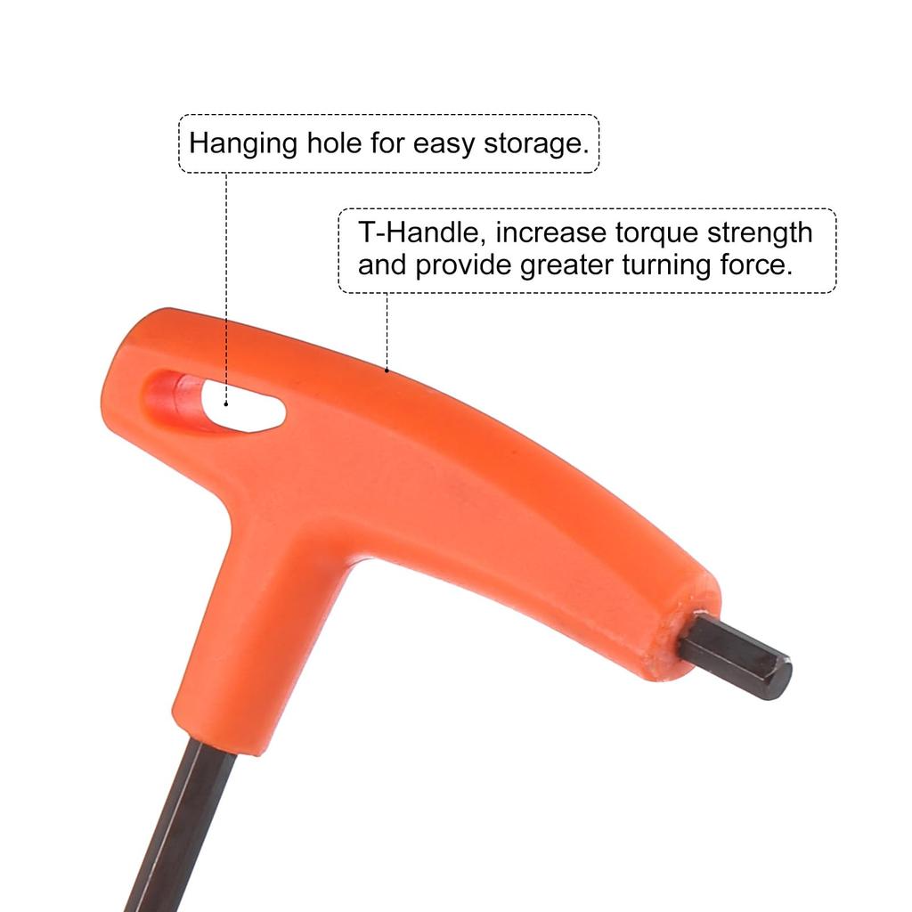 uxcell Hex 6mm Compatible with Extra Long Internal Hex Repair Automotive and Home Orange T-Handle Wrench, Metric, CR-V, Arm, T-Key, Wrench, Spanner,