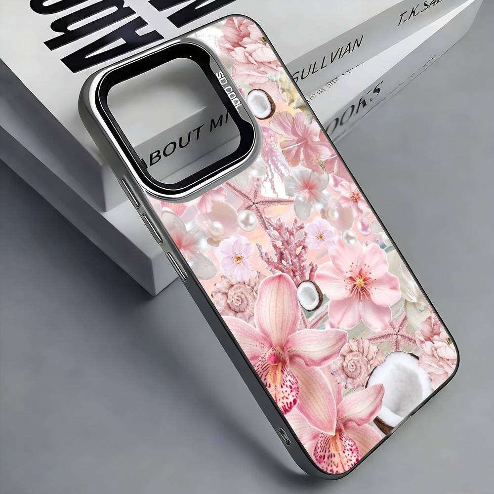 

Art Retro Fruit Sea Pattern Phone Case For iPhone 17, 16,15,14,13,12,11 Plus,Pro Max, Colorful Silver Funda Cover iPhone17promax
