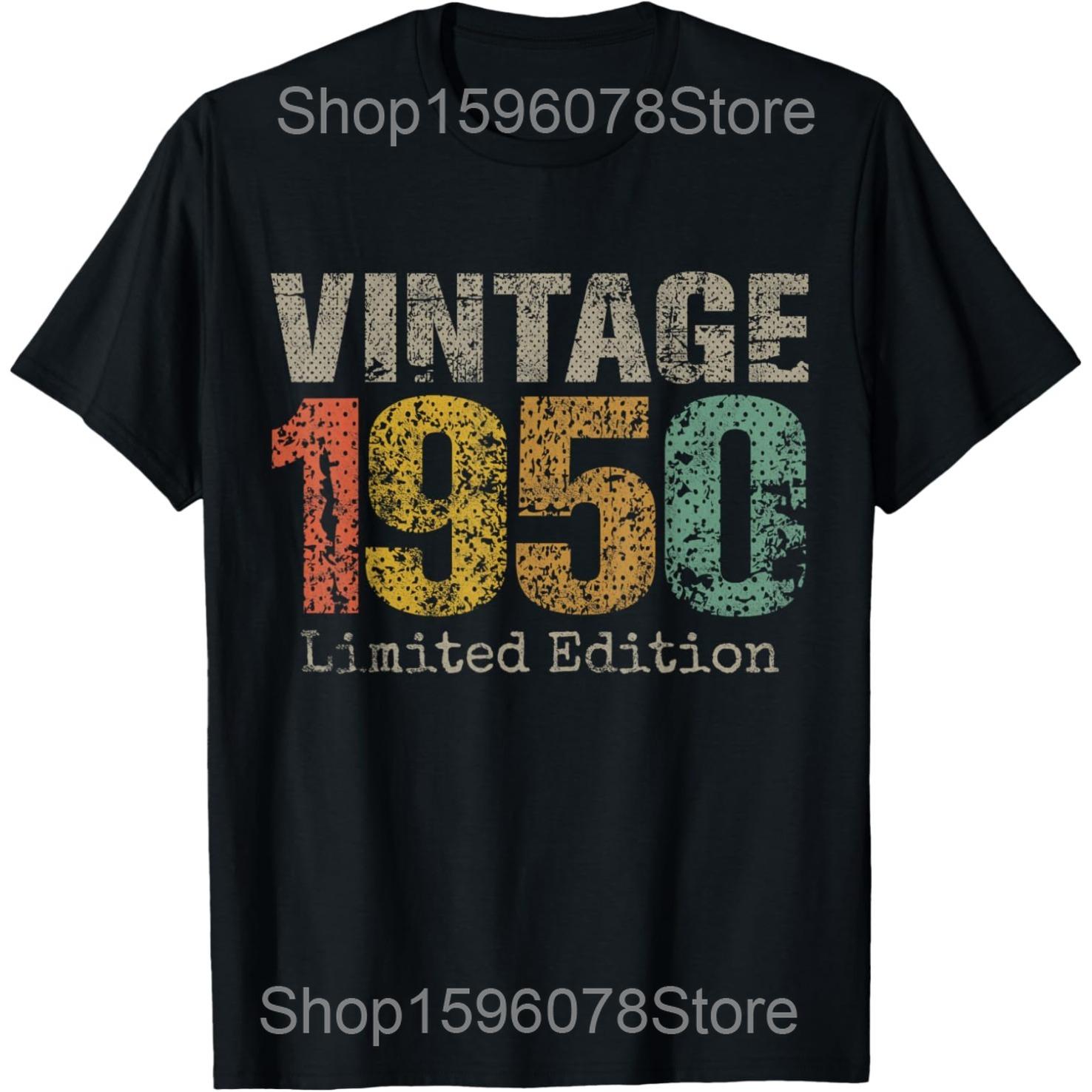 

Vintage 75th Birthday Decorations 1950 75 Years Old Funny T Shirts Humor Streetwear Tee Short Sleeve Unisex Loose Clothing 4XL