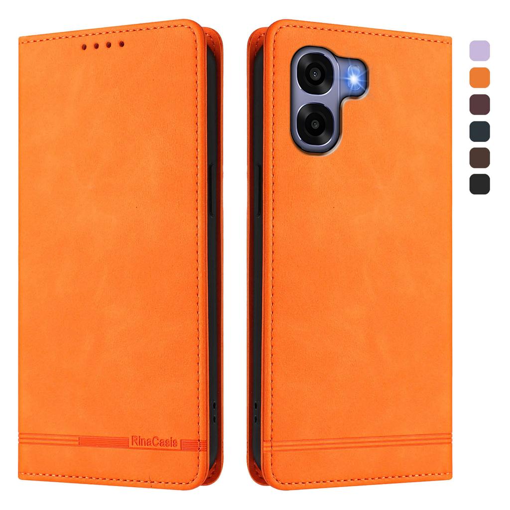 For Oppo A6x 4G Case RINACASIS RC23 RFID Blocking Wallet Stand PU Leather Phone Cover
