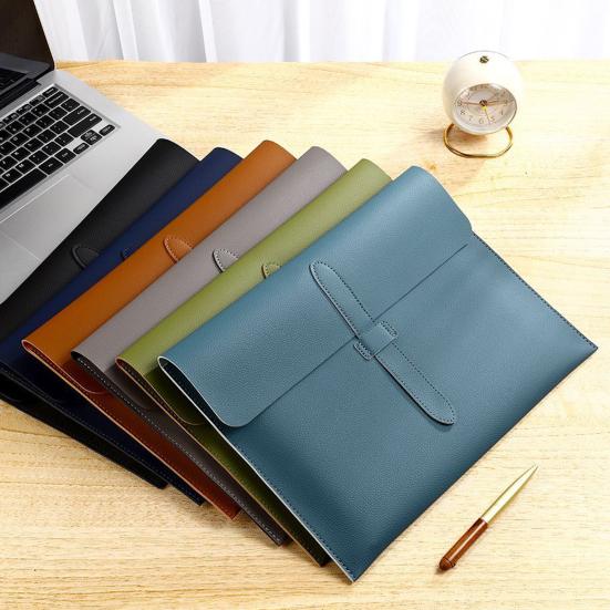Faux Leather Document Bag Large Capacity Lightweight Waterproof Document Organizer Business Students Portable File Holder with Secure Closure