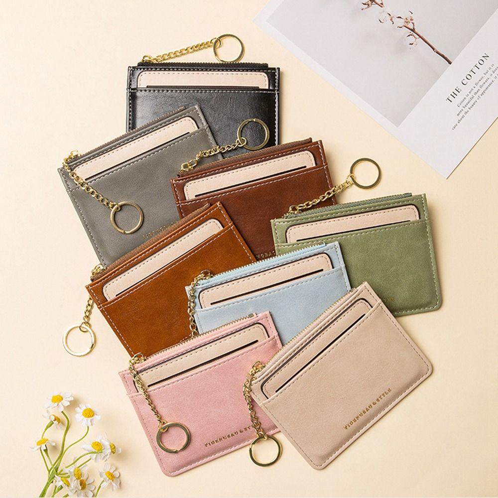 Thin Card Holder Mini Wallet Zipper Coin Purse Casual Card Bag  Travel