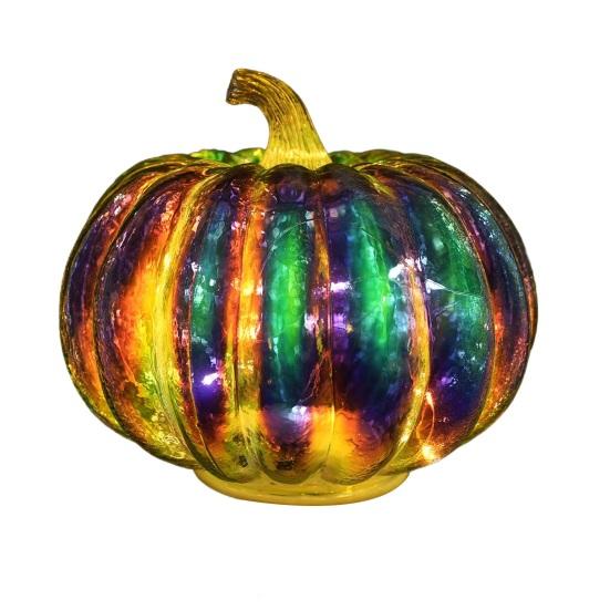 Glass Pumpkin Light Battery Operated LED Pumpkin Lantern Fall Lighted Pumpkin Table Centerpiece for Halloween Thanksgiving Home Decor