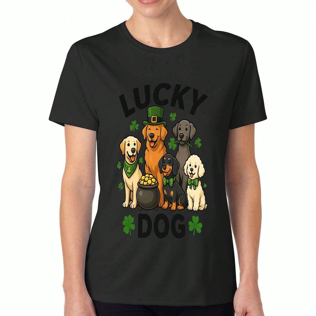 Lucky Clover unisex Cotton T Shirt, Premium Cotton Quality Print, Durable, Casual Fashion. Cute Cloud And Shamrock Graphic Tee, Irish St Patricks Day