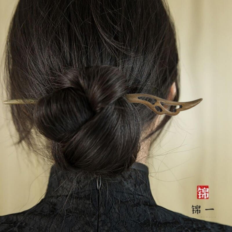 High-end handcrafted green pine hairpin