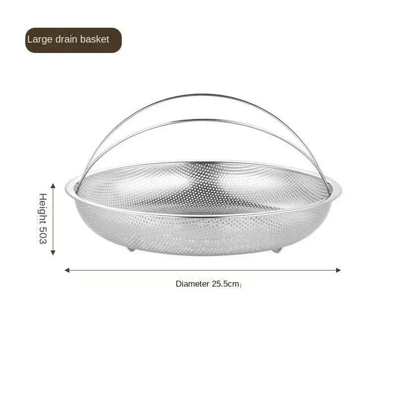Stainless Steel Draining Basket Multifunctional All-In-One Pan Steamer Basket with Handle Easy Use Food Steamer Cooking Utensils