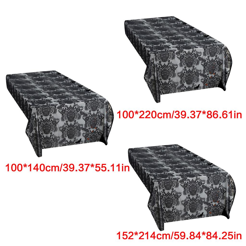 Halloween Black Lace Polyester Tablecloth for Party Decorations Fabric Easy To Cleaning Foldable Designs