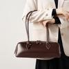 Women's 2025 New Korean Niche Design Single-Shoulder Large-Capacity Cowhide Underarm Bag, Long Red Baguette Bag for Women
