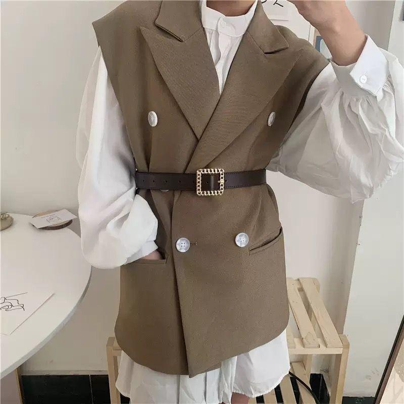 

Twisted Fashionable Versatile Buckle Belt For Women Ideal For Seasonal Outfits Coffee Twisted Button