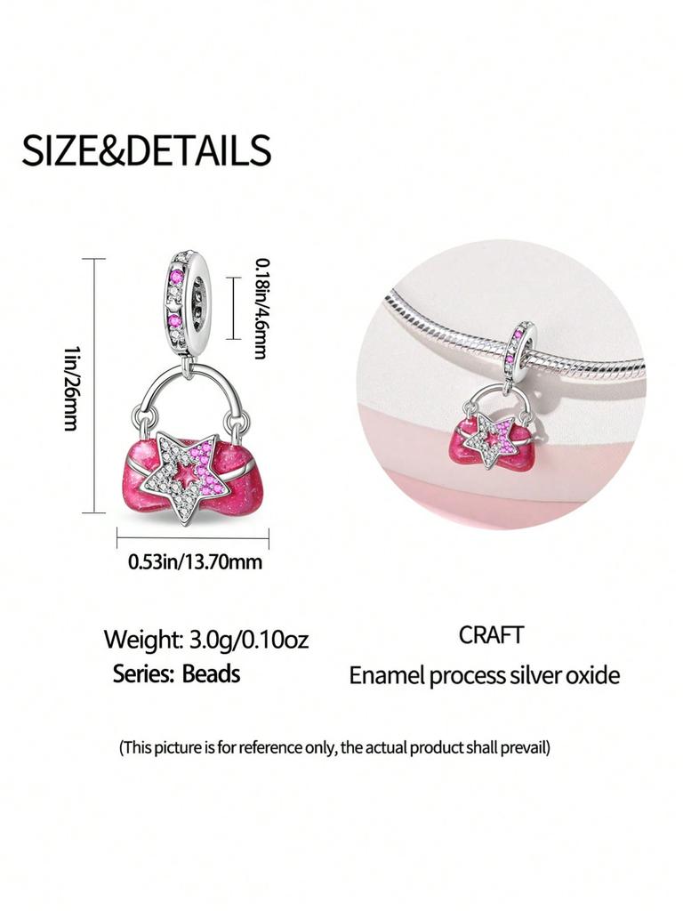 Copper Plated Original Charms Pink Lipstick Perfume Beads Fit Bracelet Women'S Jewelry Gift