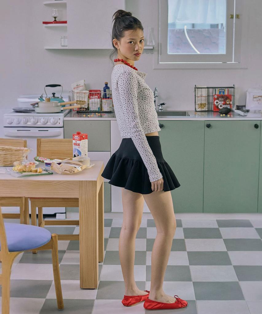 Jun Jun Space Mini Flare Skirt_Black