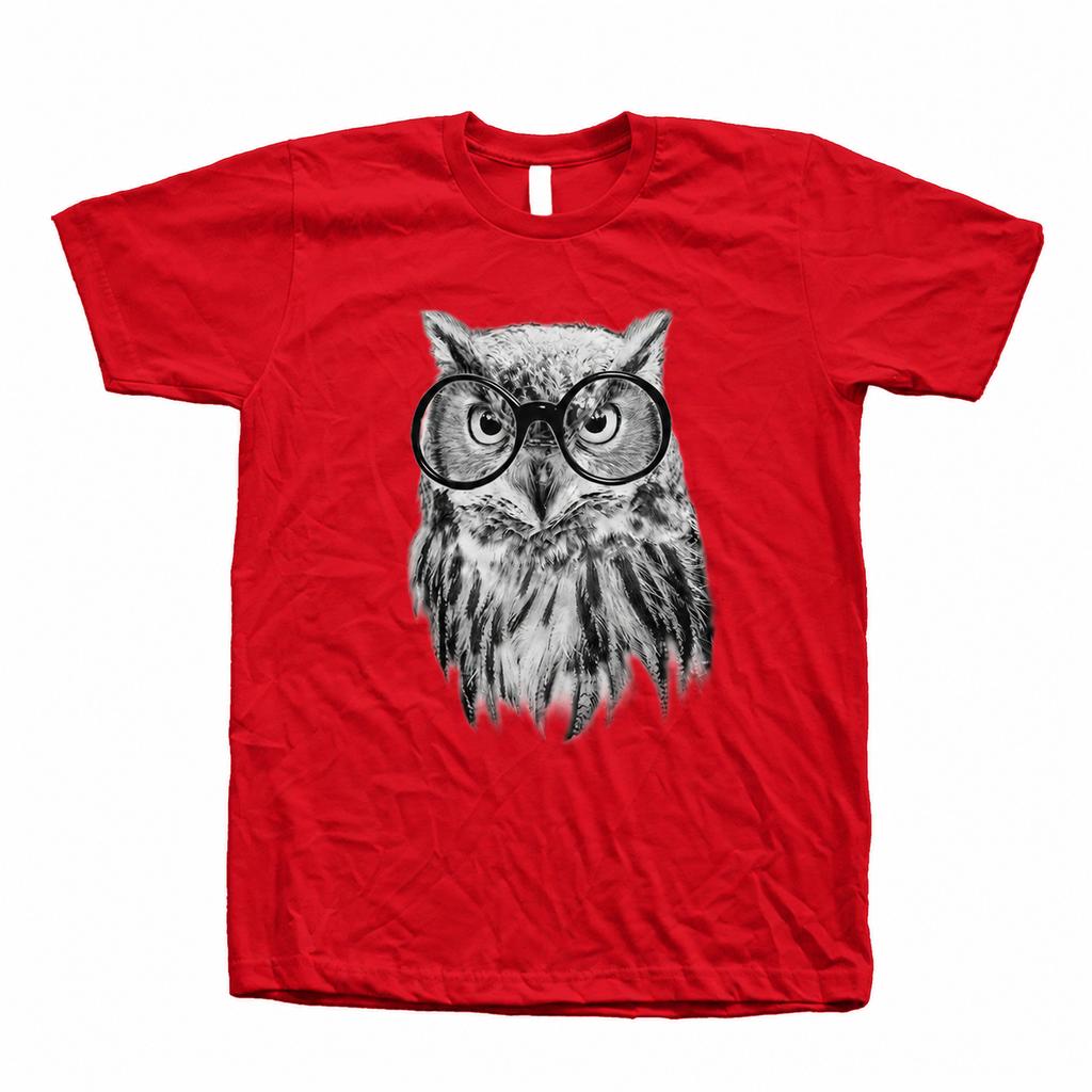 Owl with Glasses TShirt Unisexs Clothing Unisexs Crew Neck Nature Animal T Shirt Highquality Summer Streetwear