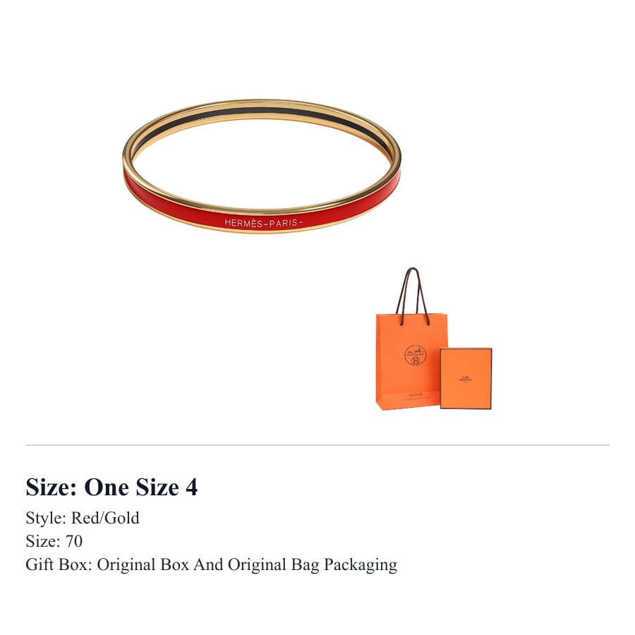 HERMES Enamel Bangles Women's Red Gold H240001F 94-