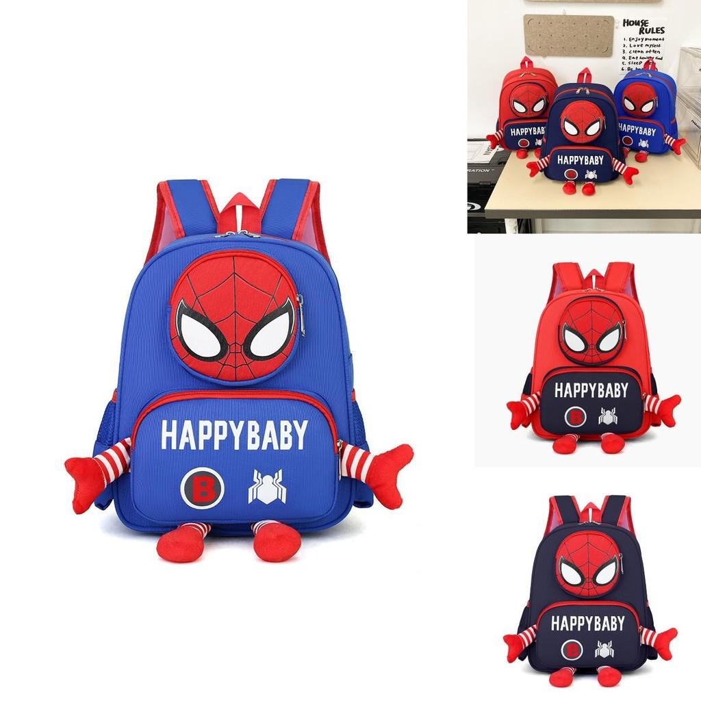 Spider Man 3d Pattern Kids Backpack With Breathable Nylon For Kindergarten And Elementary Use