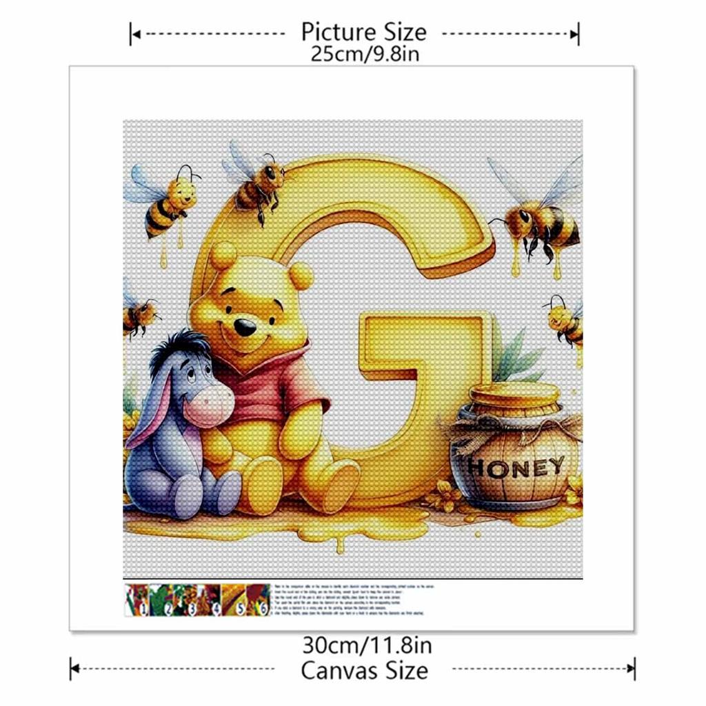 DIY Diamond Painting Round Diamond The Letters "G" In Vini and Eeyore Full Diamond Mosaic Home Decoration Painting Cross Stitch Kit