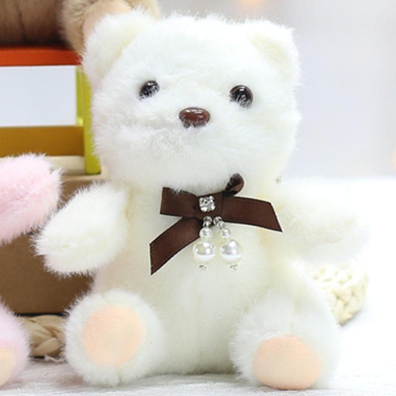 Flower Bear Pendant Cute Ribbon Bear Plush Toy Doll Bag Hanging Doll Keychain Doll