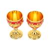 2PCS Gold Red Goblet Retro Embossed Flower Pattern Medieval Cup Party Decoration for Wedding Anniversary Red