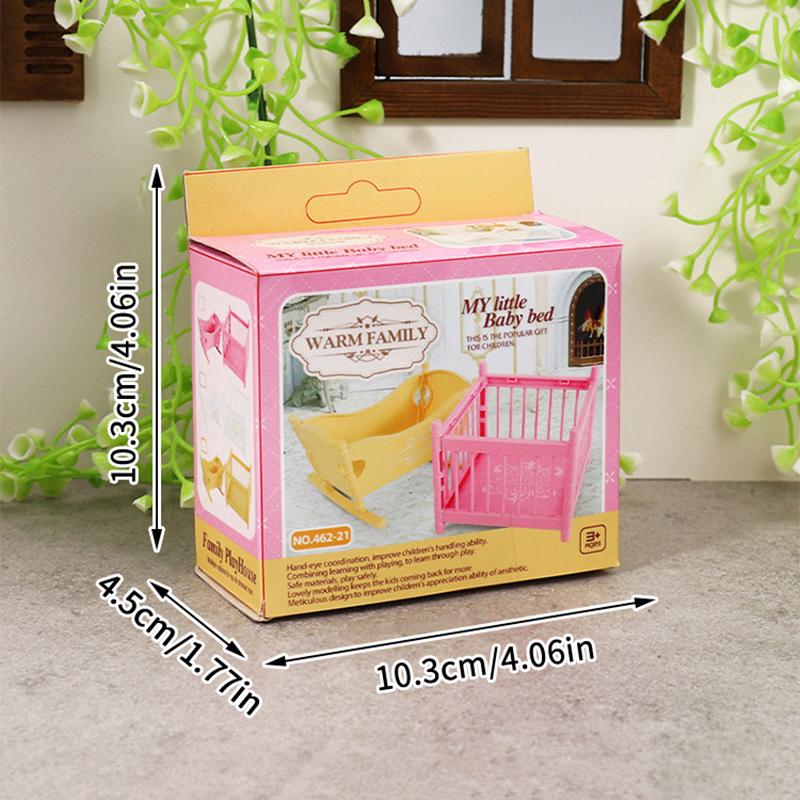 1Setul 1:12 Pătuț Miniatură Pătuț Surround Mobilier Pat Model Dormitor Decor Jucărie Accesorii Casă de Păpuși