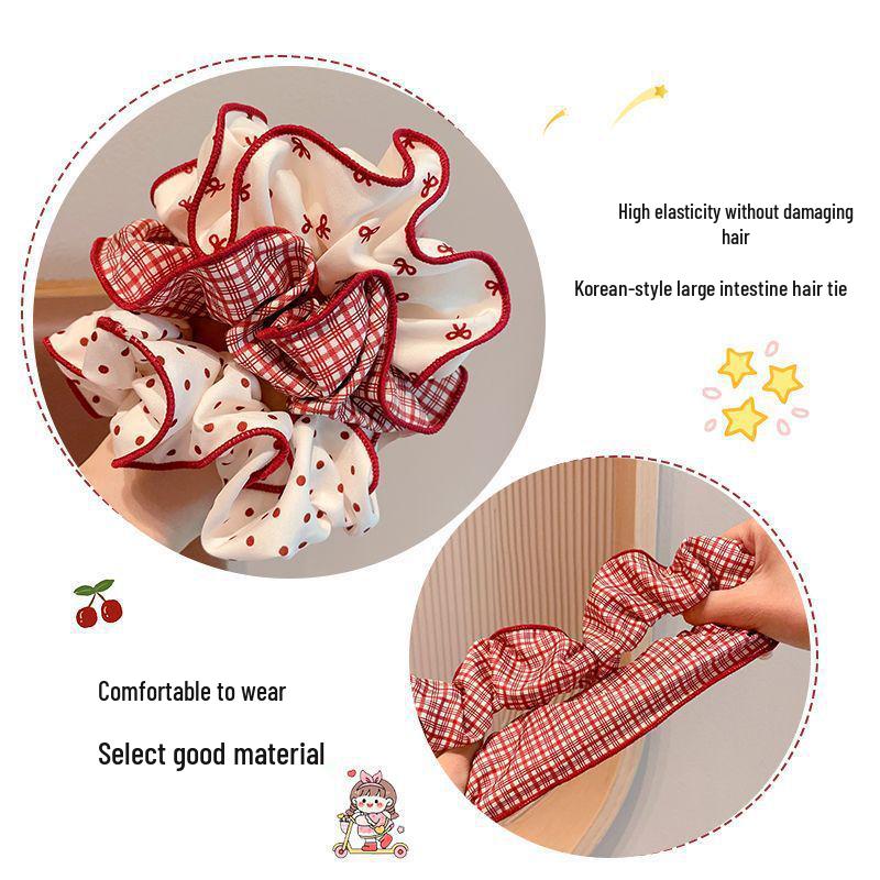 Red Sweet Polka Dot Ponytail Hair Tie - 2025 Large Intestine Bun High-Grade Headdress Accessory