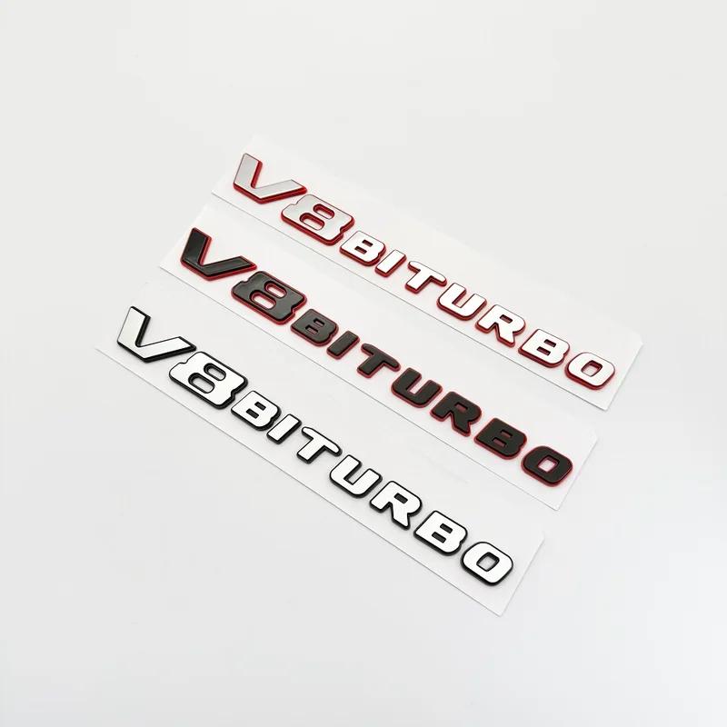 New color blocking Letter V8 BITURBO Emblem for Mercedes Benz AMG Car Styling Fender Logo Sticker Chrome Black Red Accessories qq1