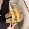 2025 Summer New Flat-bottomed Boken Slippers Women's Outer Wear Belt Buckle Flat-bottomed One-word Drag Soft-bottomed Casual Sandals