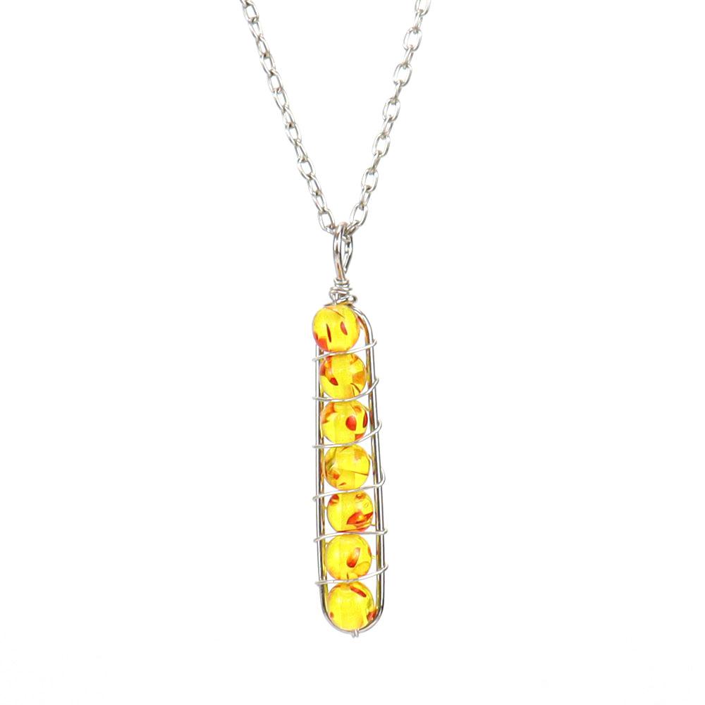 Hand-Wound Colorful Beaded Crystal Agate U-Shaped Pendant Necklace N122