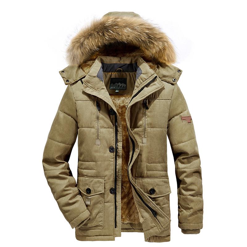 Men's Hooded Medium-Long Winter Jacket - Thick, Warm Cotton, Plus Size, for Middle-Aged & Elderly