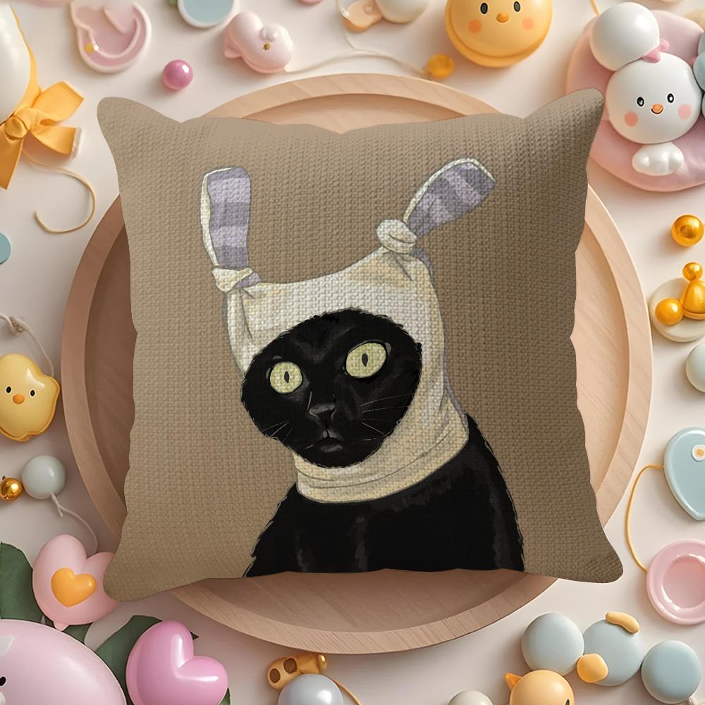 

Cute Funny Oil Painting of Cat Picture Pillow Case Pattern Printed Pillowcase for Living Room Sofa Cushion Cover & Bedroom Decor 12x12Inch