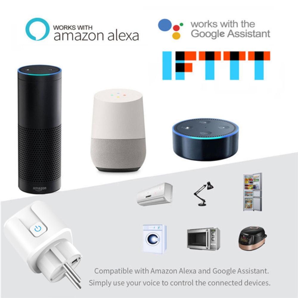 Intelligente WiFi-Steckdose 20A EU mit Leistungsmessung Smart Scene Timing Fernbedienung Funktioniert mit Alexa Google Home Alice