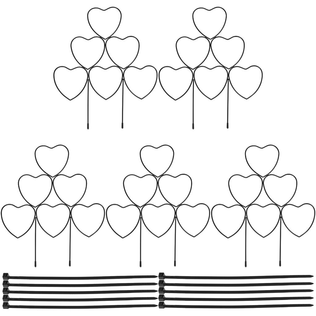 5/12Pcs Plant Support Stake Stand Garden Potted Decoration Vine Climbing Support Ironheart-Shaped Flower Pot Trellis