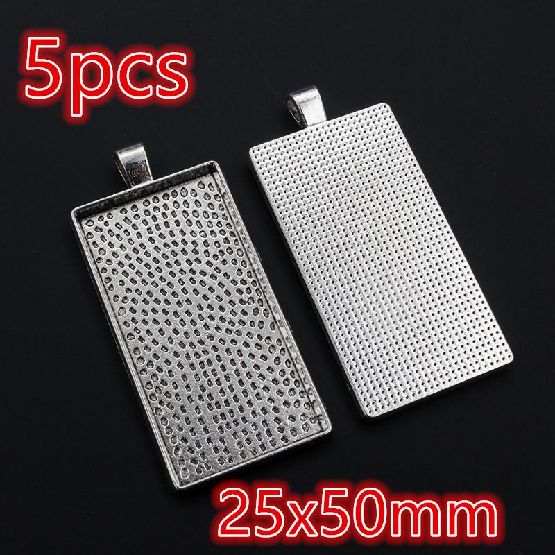 3-10pcs 18x25mm 19x38mm 25x50mm Inner Size Rectangle Pendant Cabochons Blank Base Setting Tray DIY Jewelry Making Accessories