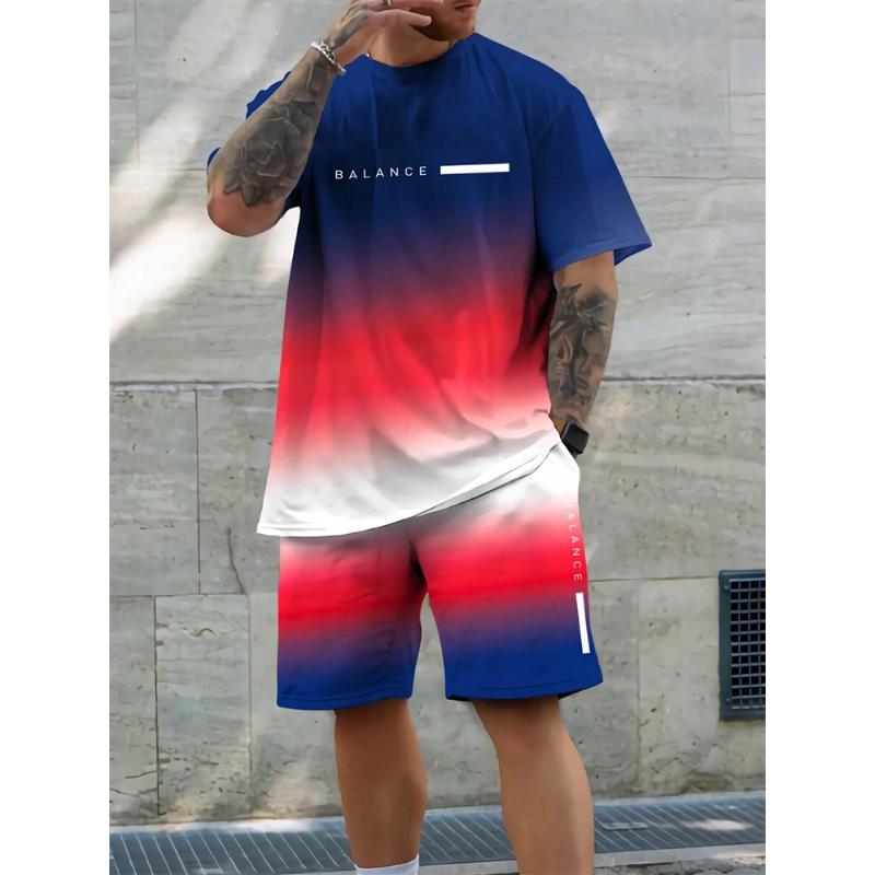 Hawaiian Style Men's T-shirt Beach Pants Suit Daily Casual Stylish Men's Short-sleeved Top Outdoor Vacation Men's Athletic Short