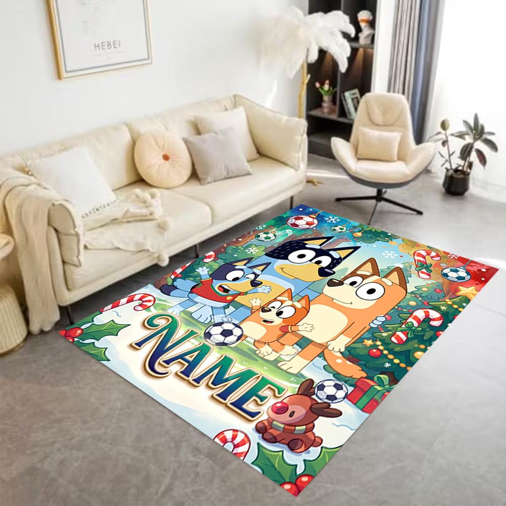 Bluey Adventures Customize Text Area Rug Perfect for Study room Foyer Dormitory Kitchen Antislip Carpet Office home decor Perfect Gift for Women/Men