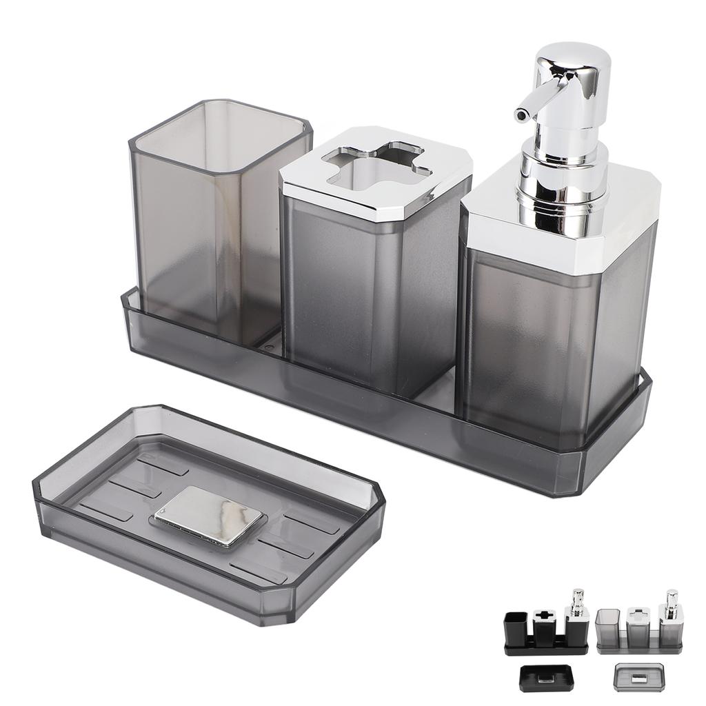 Badezimmer-Accessoires-Set Bad-Ensemble-Set mit Zahnbürstenhalter Becher Lotion-Flaschen Seifenschale Tablett