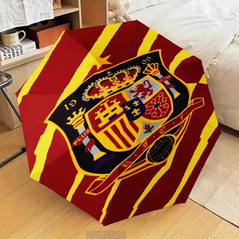 1PC Spain's Royal Emblem Printed Umbrella Folding umbrella, automatic umbrella 8-Frame for Travel, camping Fan gifts Christmas Gifts